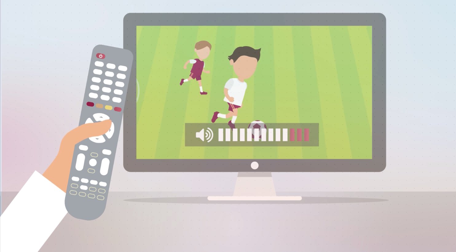 Watching football on TV — sport spectatorship scene